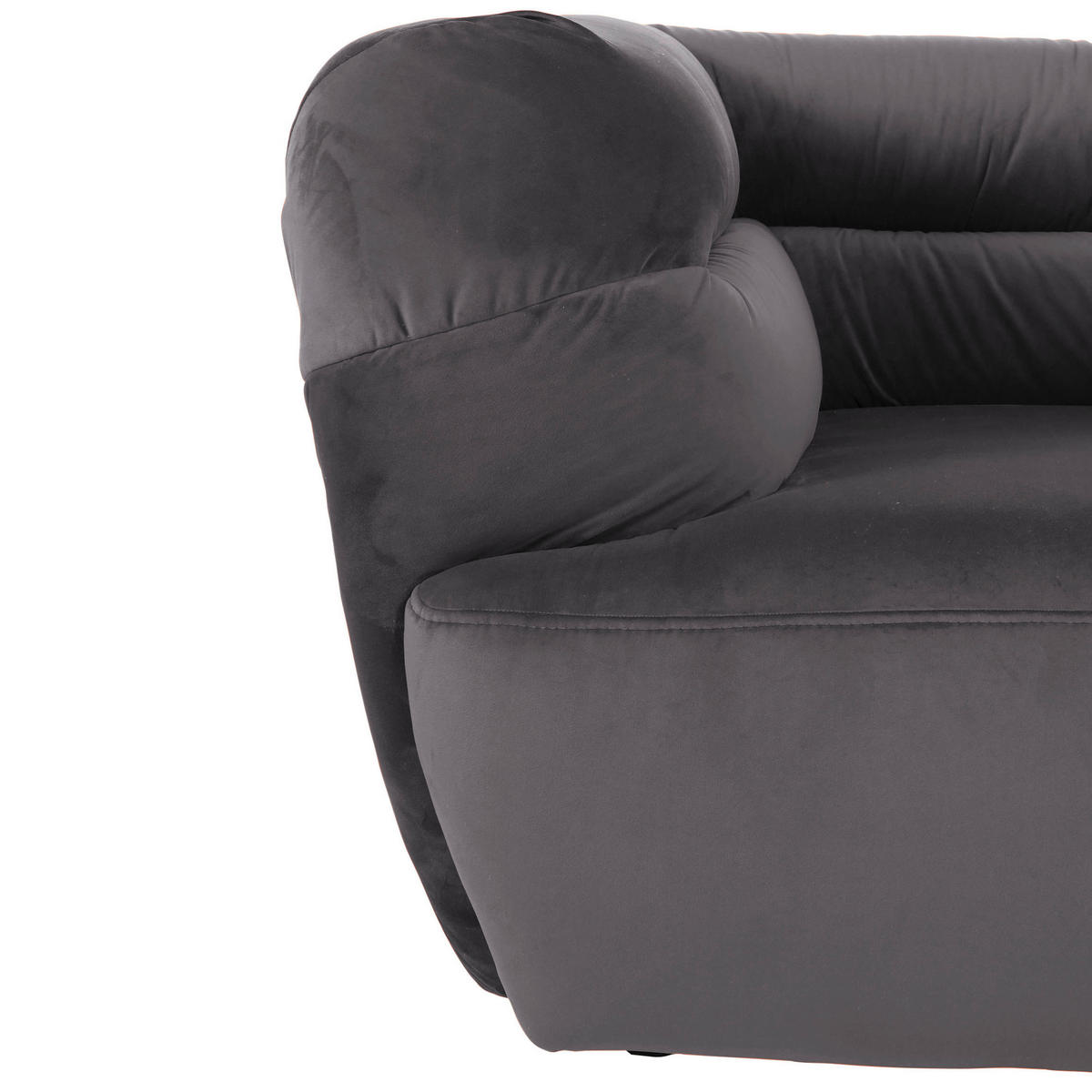 BIGSOFA Samt Anthrazit  - Anthrazit/Schwarz, KONVENTIONELL, Kunststoff/Textil (240/73/100cm) - Carryhome