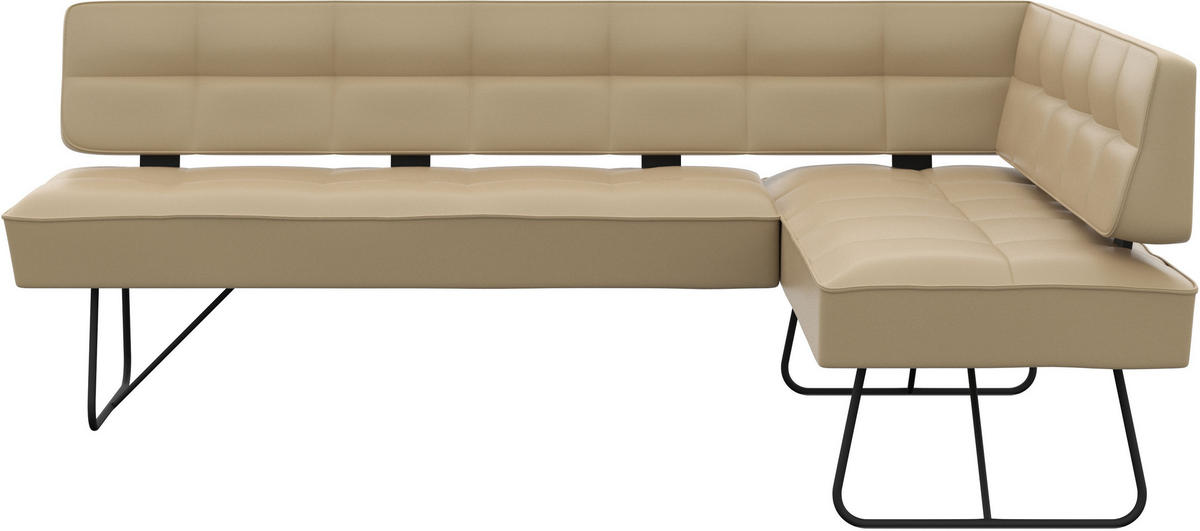 ECKBANK 207/165 cm Echtleder Beige   - Beige/Schwarz, Design, Leder/Metall (207/165cm) - Moderano