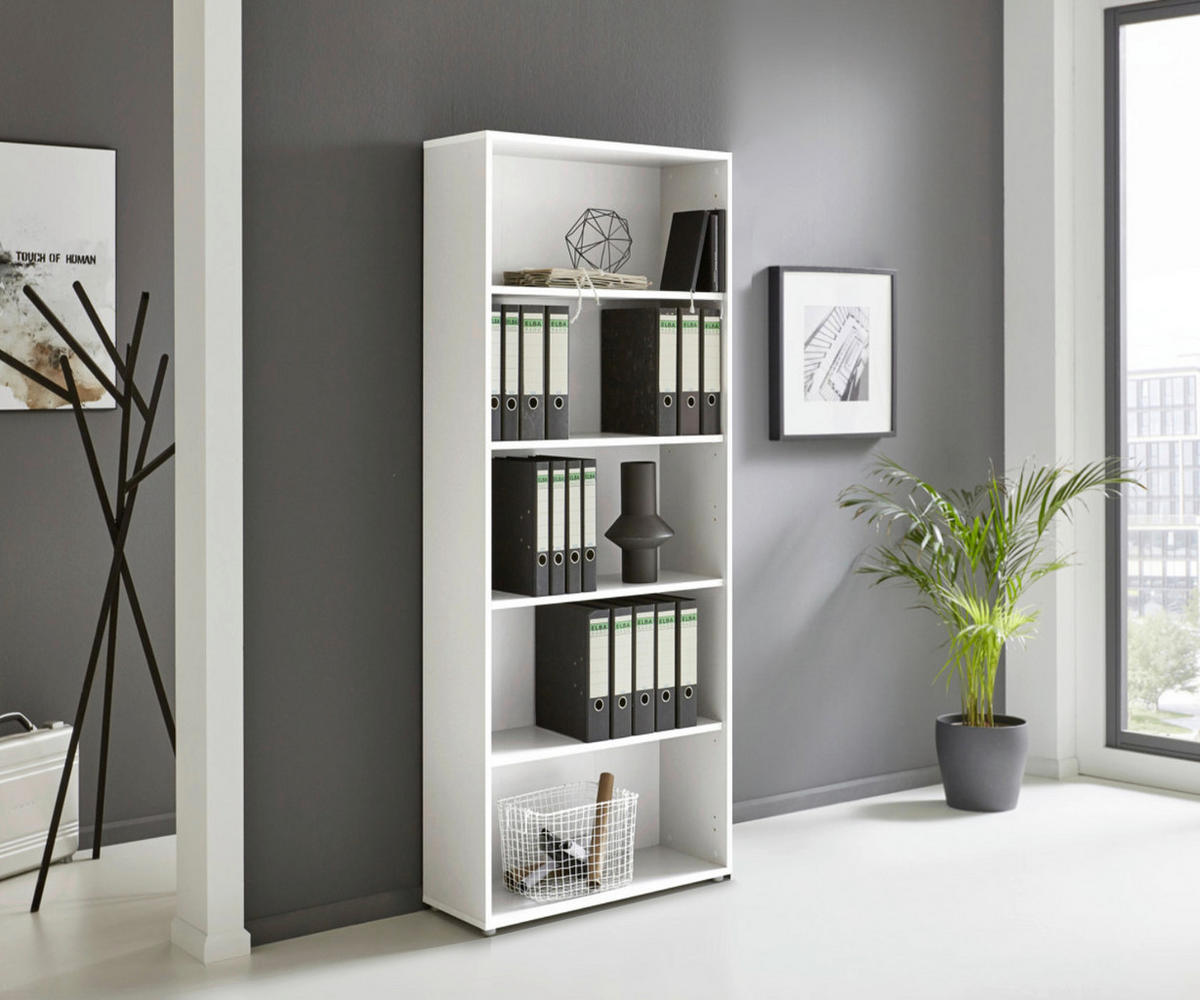 AKTENREGAL Weiß  - Silberfarben/Weiß, MODERN, Holzwerkstoff (84,4/185,6/33cm) - MID.YOU