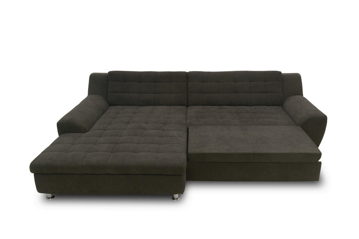 ECKSCHLAFSOFA MORTON Mikrofaser  - Chromfarben/Schwarz, MODERN, Textil/Metall (304/200/84cm) - MID.YOU