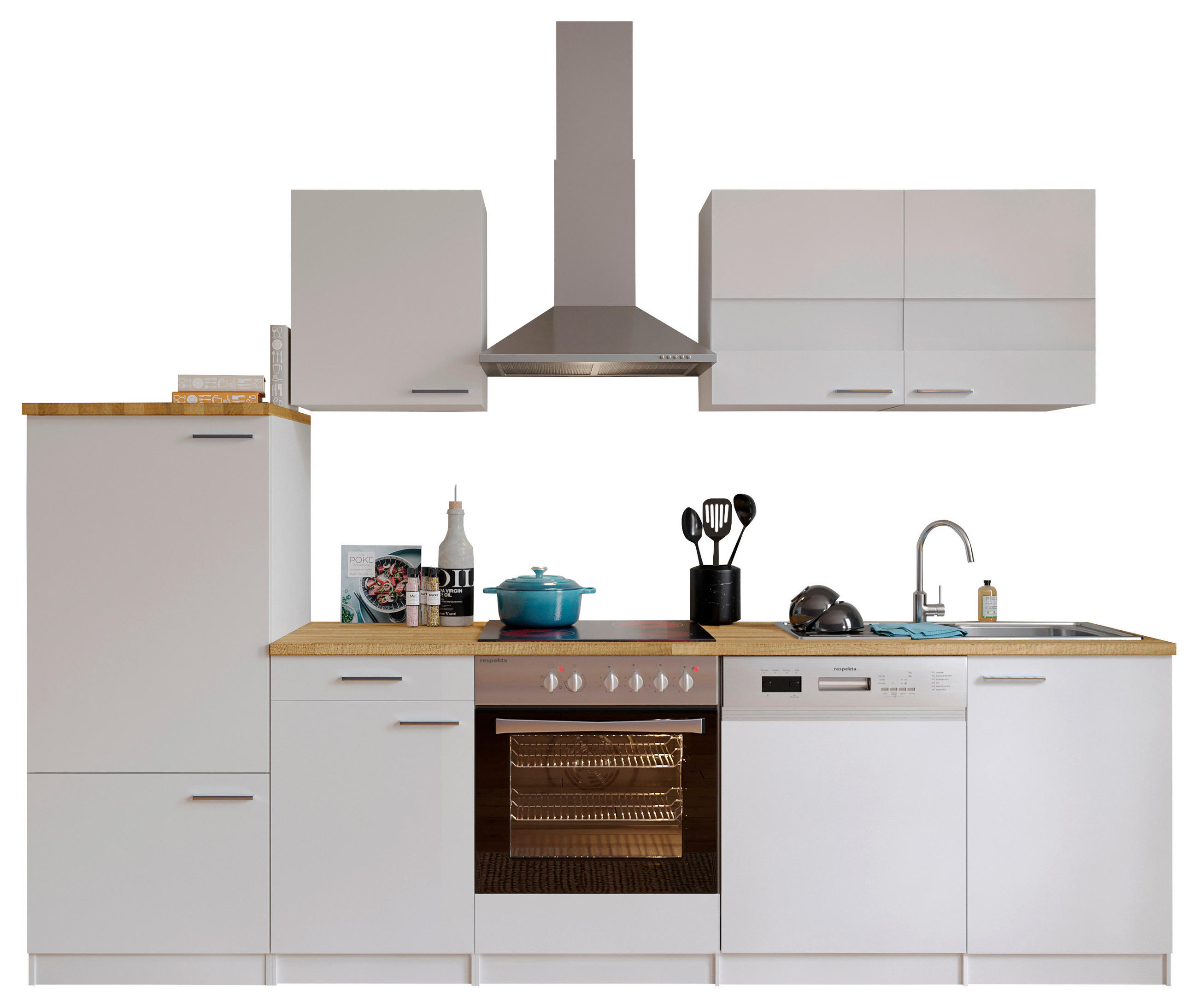 KÜCHENLEERBLOCK 280/200/60 cm   in Weiß  - Silberfarben/Nussbaumfarben, Basics, Holzwerkstoff/Metall (280/200/60cm) - Respekta