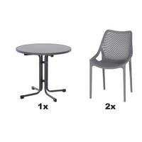 GARTENGARNITUR 3-teilig  - Anthrazit/Grau, Basics, Holzwerkstoff/Kunststoff (80/81/80cm) - Siena Garden