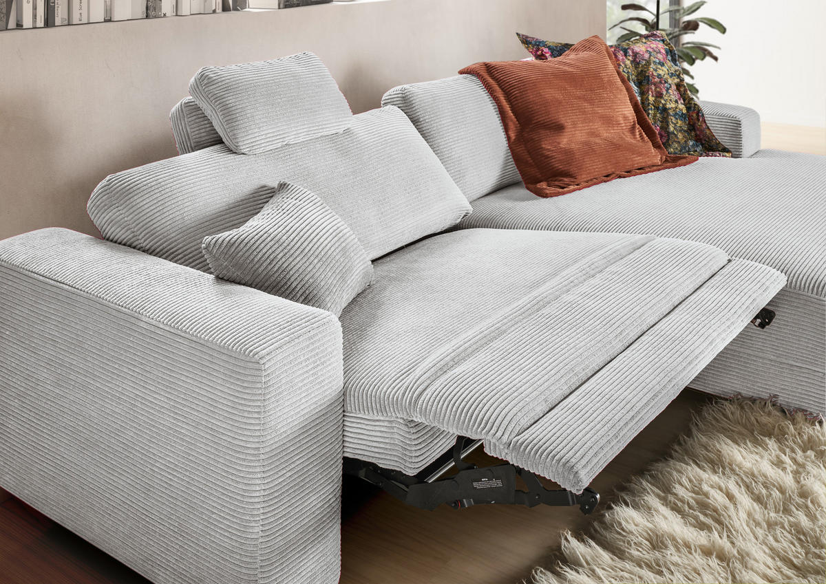 ECKSOFA in Cord Grau  296/168 cm  - Schwarz/Grau, Design, Kunststoff/Textil (296/168cm) - Pure Home Lifestyle