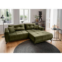 ECKSOFA in Velours Grün  246/177 cm  - Schwarz/Grün, MODERN, Textil/Metall (246/177cm) - MID.YOU