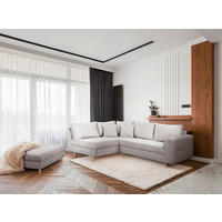 ECKSOFA inkl. Hocker Ariella Grau Cord  - Naturfarben/Grau, Design, Holz/Textil (161/231cm) - Livetastic