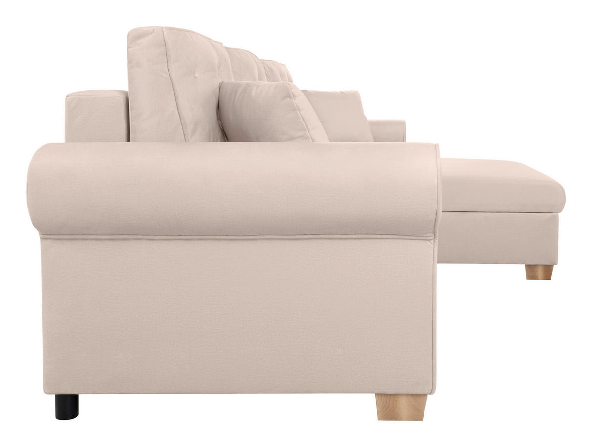 ECKSOFA in Beige  - Beige/Buchefarben, Design, Holz/Textil (266/161cm) - MID.YOU