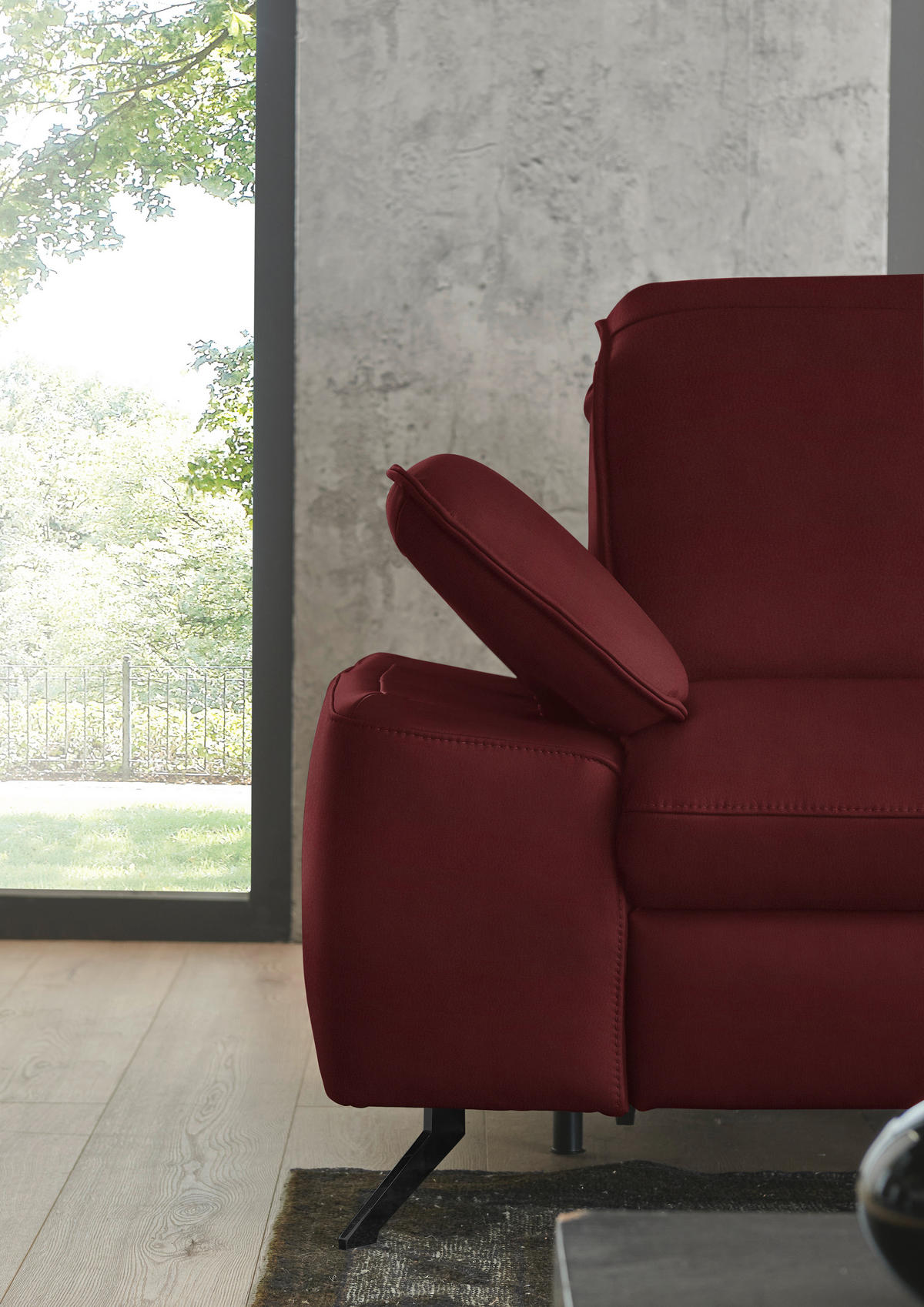 ECKSOFA  Echtleder Rot  - Rot/Schwarz, Design, Leder/Metall (307/169cm) - Beldomo Premium