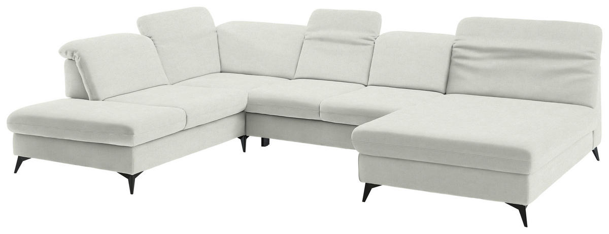 WOHNLANDSCHAFT  in Chenille Naturfarben  - Schwarz/Naturfarben, Design, Textil/Metall (255/369/198cm) - Beldomo Style