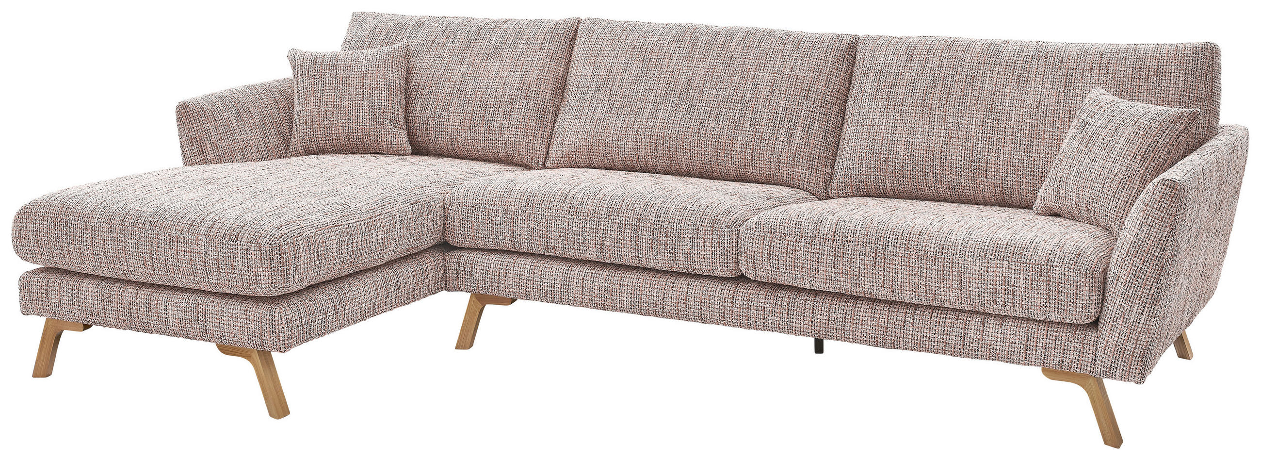ECKSOFA Rosa Webstoff  - Eichefarben/Rosa, KONVENTIONELL, Holz/Textil (160/293cm) - SetOne by Musterring