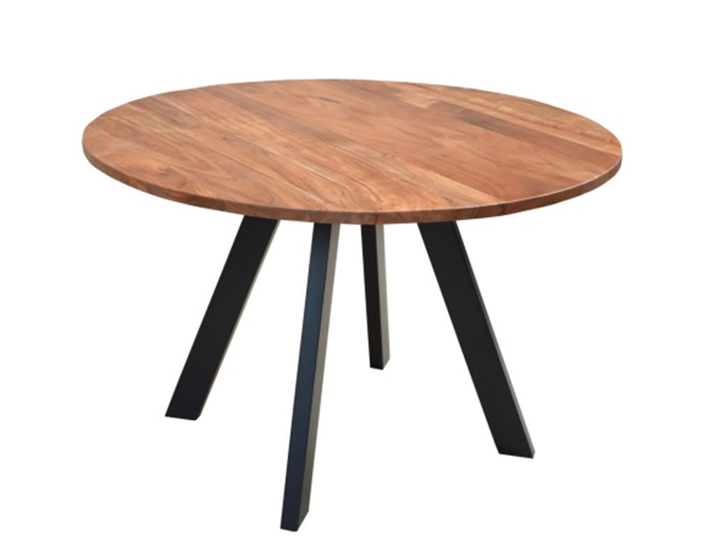 ESSTISCH in Holz, Metall 120/120/76 cm  - Schwarz/Akaziefarben, MODERN, Holz/Metall (120/120/76cm) - MID.YOU