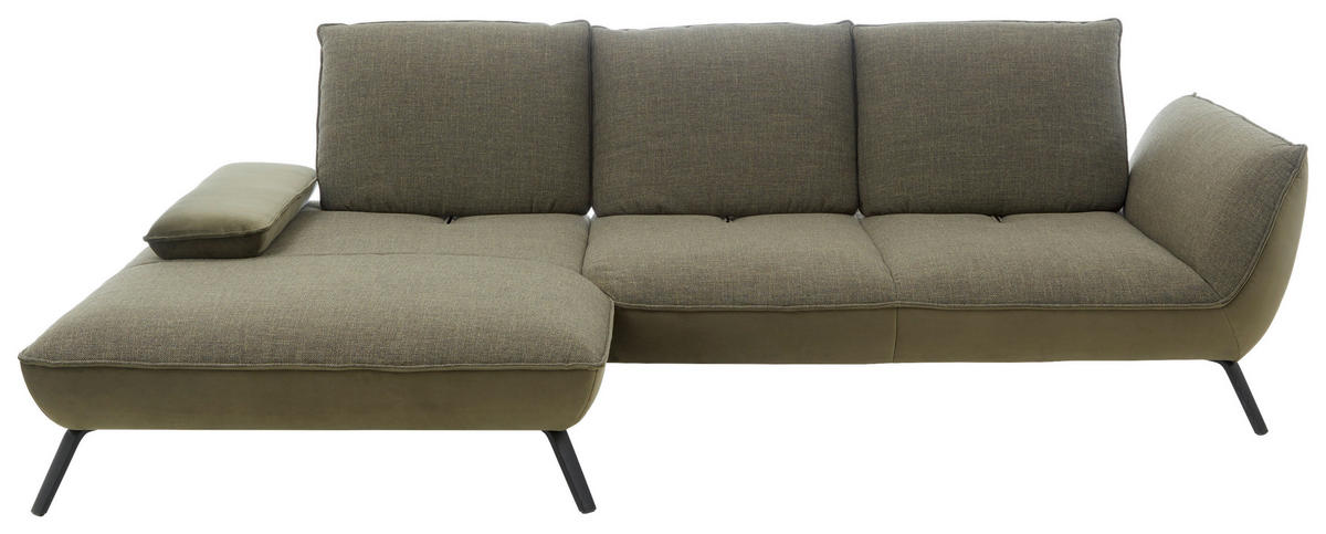 Freisteller von Moderano ECKSOFA Olivgrün Flachgewebe.