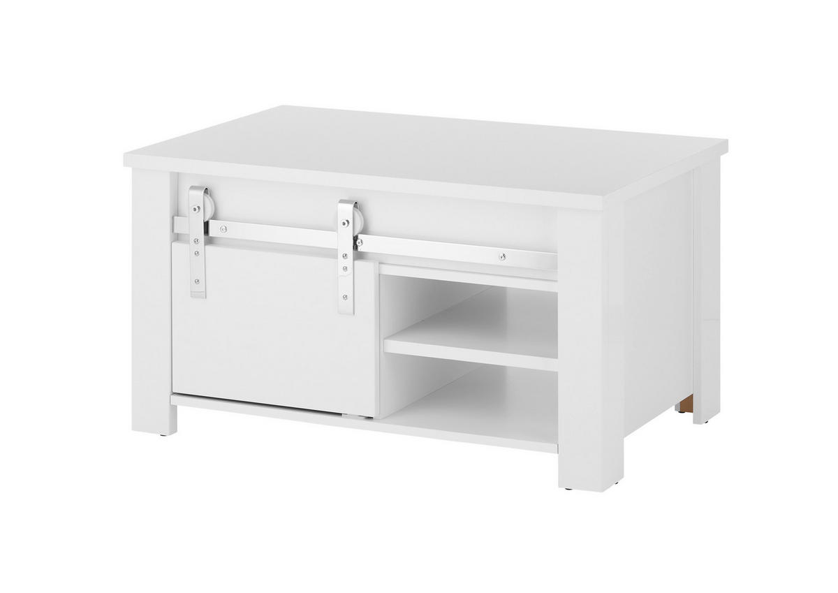 COUCHTISCH - Chromfarben/Weiß Hochglanz, Design, Holzwerkstoff/Metall (93/50/60cm) - Livetastic