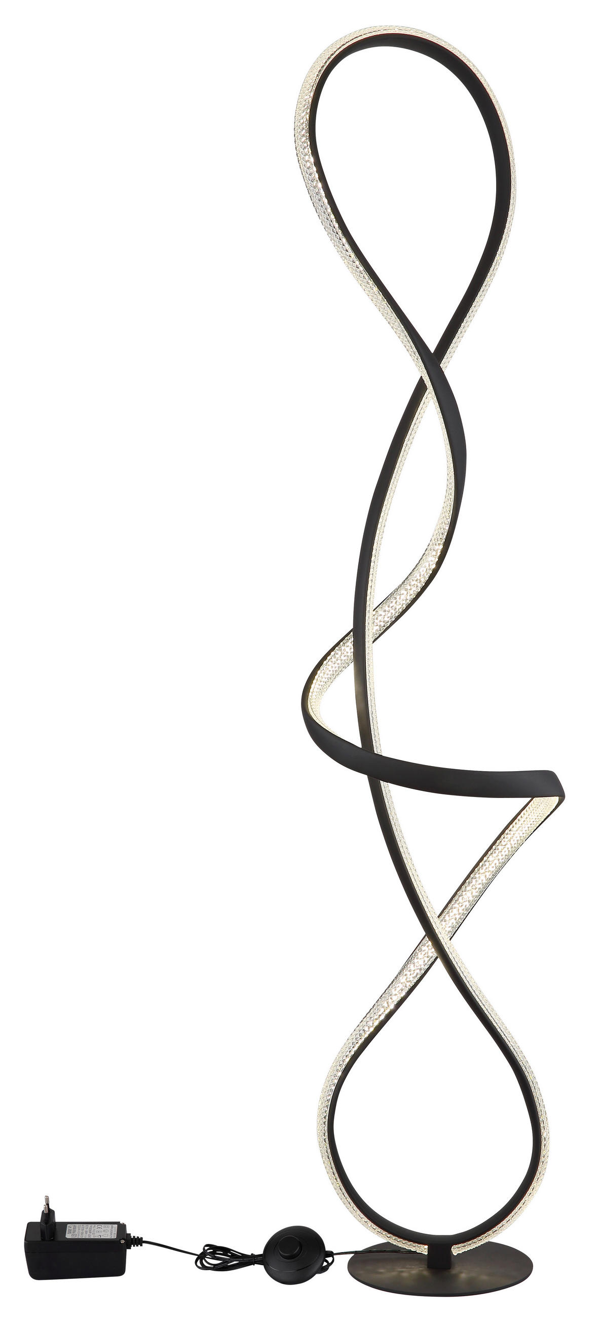 Globo Led-Stehleuchte Swirl Schwarz, Klar 20x132.5x26 cm