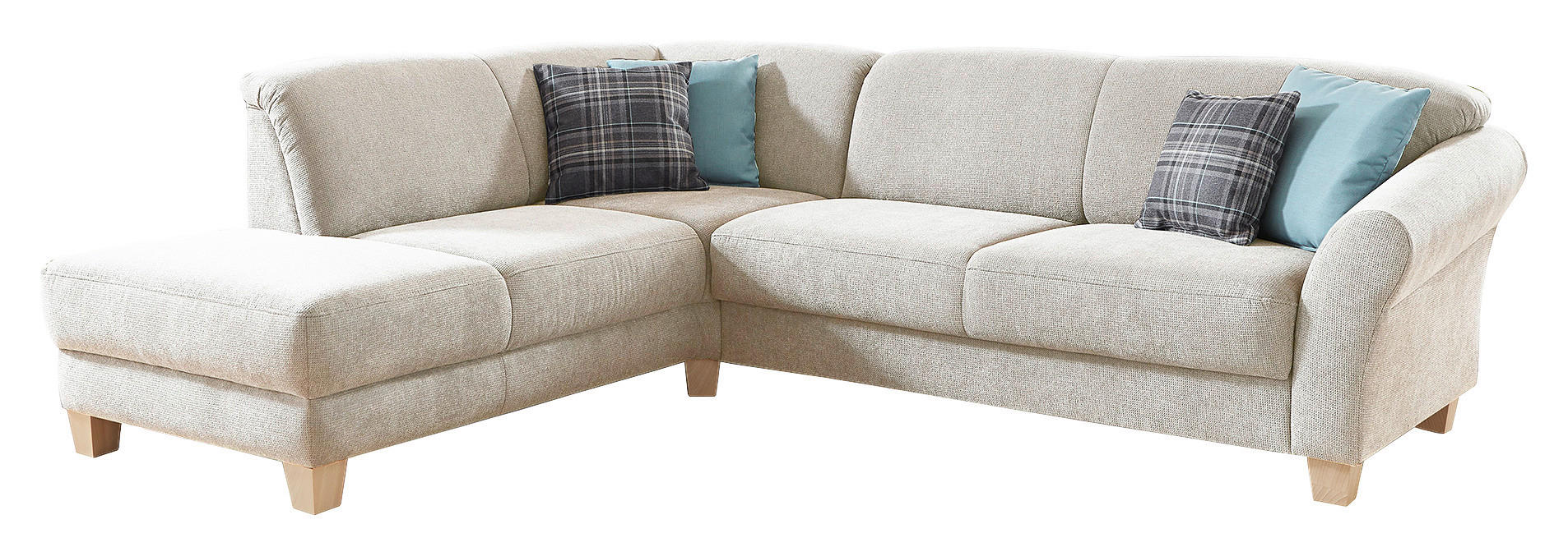 ECKSOFA in Flachgewebe Creme - Creme/Naturfarben, Konventionell, Holz/Textil (212/257cm) - Sit & More