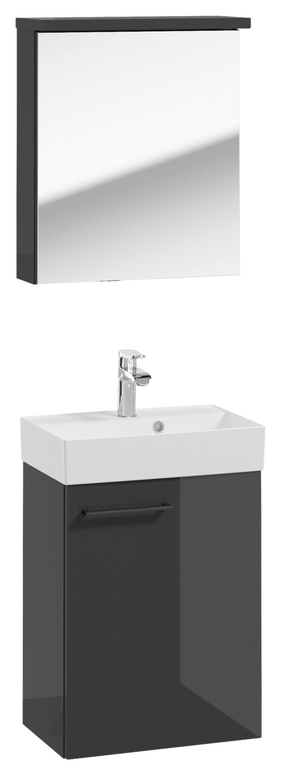 HOSŤOVSKÁ KÚPEĽŇA, antracitová, 50 cm - biela s vysokým leskom/antracitová, Basics, kompozitné drevo/sklo (50cm) - MID.YOU