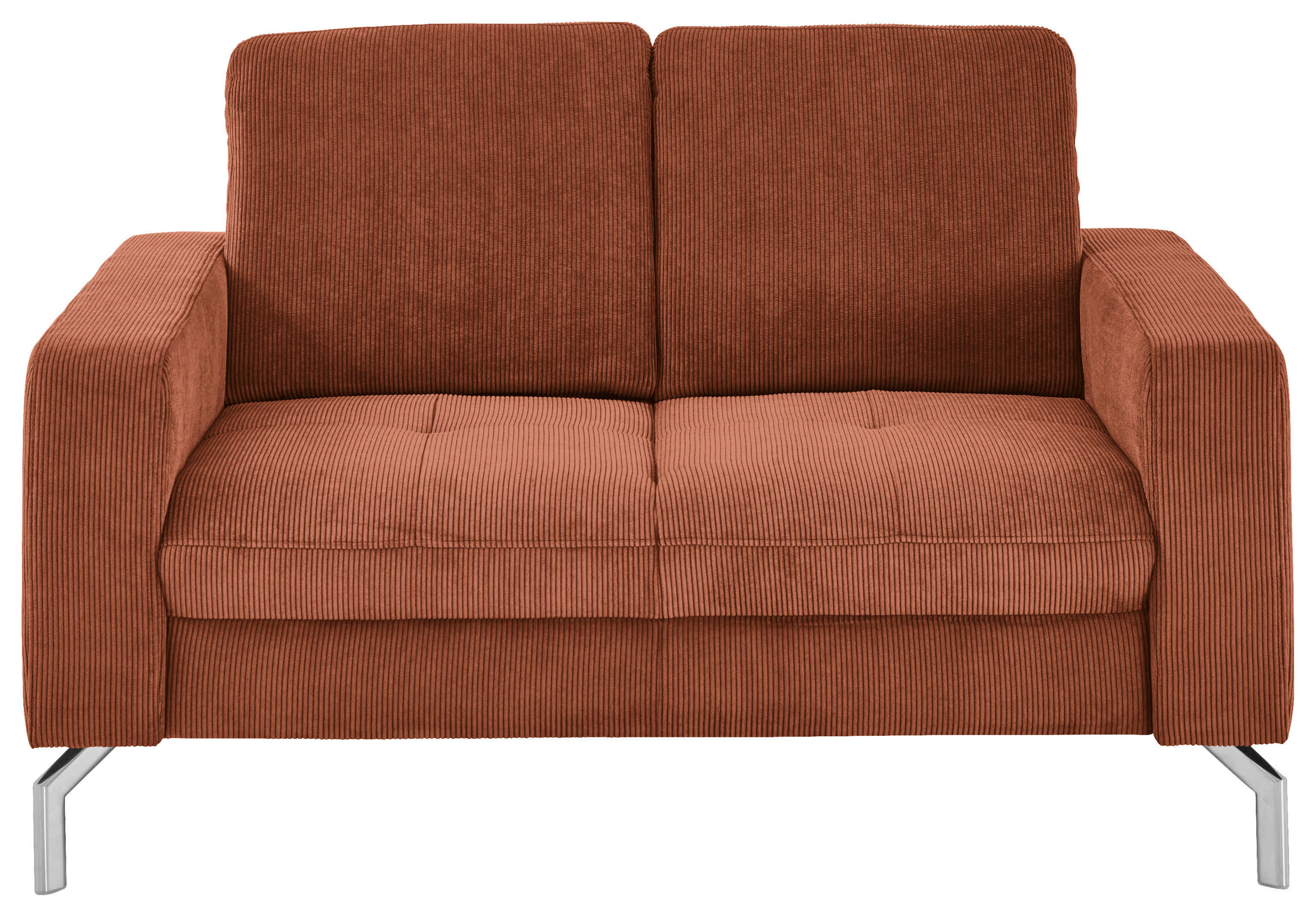 2-SITZER-SOFA  in Feincord Rostfarben  - Chromfarben/Rostfarben, Design, Textil/Metall (142/87/105cm) - Beldomo Style