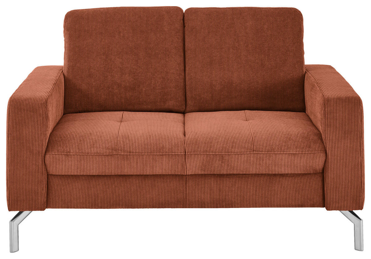 2-SITZER-SOFA  in Feincord Rostfarben  - Chromfarben/Rostfarben, Design, Textil/Metall (142/87/105cm) - Beldomo Style