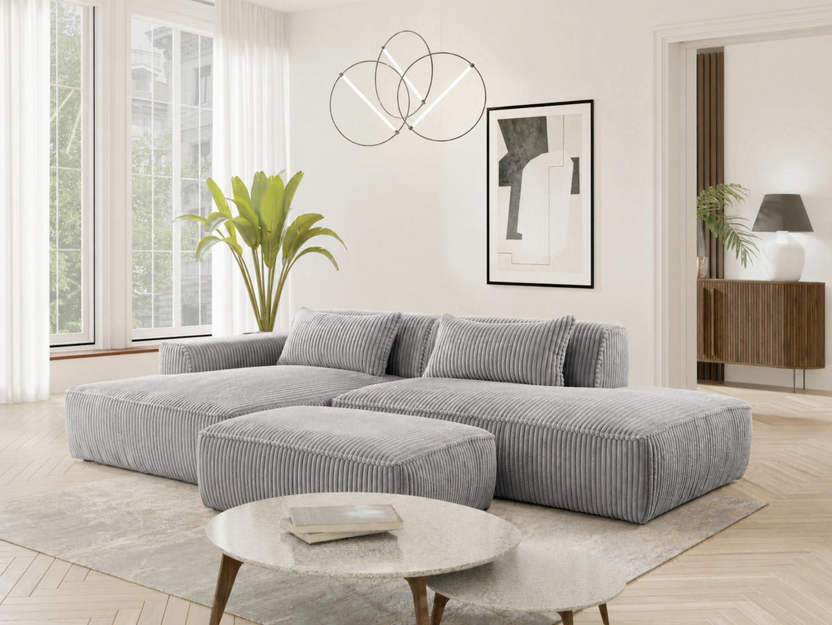 HOCKER in Textil, Holzwerkstoff Grau  - Schwarz/Grau, KONVENTIONELL, Holzwerkstoff/Kunststoff (105/43/65cm) - Livetastic