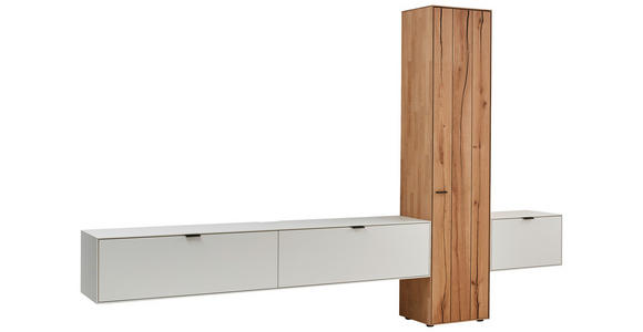 WOHNWAND in Weiß, Eichefarben 320,7/205,5/37,1 cm - Eichefarben/Weiß, Design, Glas/Holz (320,7/205,5/37,1cm) - Dieter Knoll