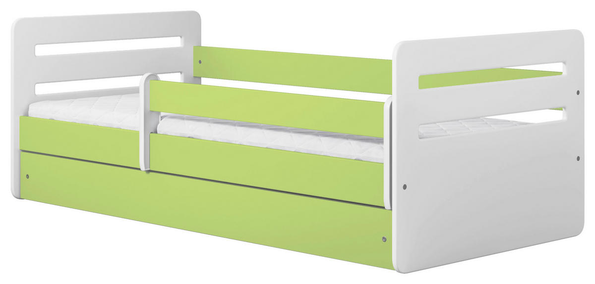 KINDER-/JUNIORBETT 80/160 cm  in Grün, Weiß  - Birkefarben/Weiß, MODERN, Holz/Holzwerkstoff (80/160cm) - MID.YOU