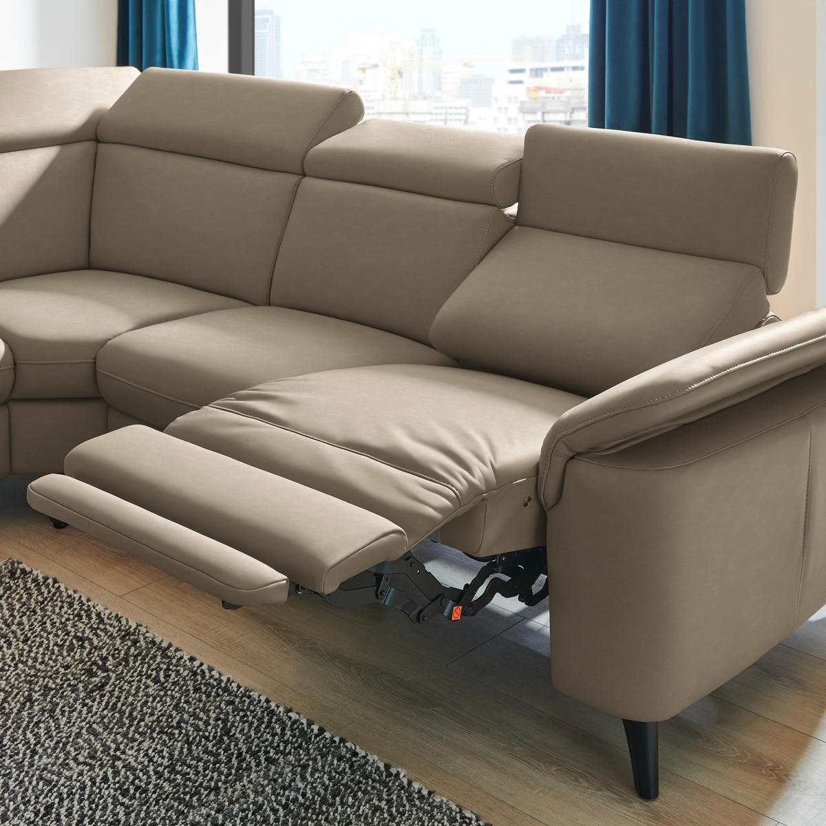 ECKSOFA in Echtleder Braun  - Schwarz/Braun, Design, Leder/Metall (239/285cm) - Cantus