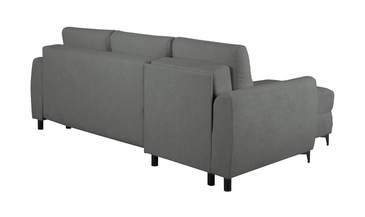ECKSOFA Moli Dunkelgrau Bouclé  - Dunkelgrau/Schwarz, Design, Textil/Metall (236/148cm) - MID.YOU