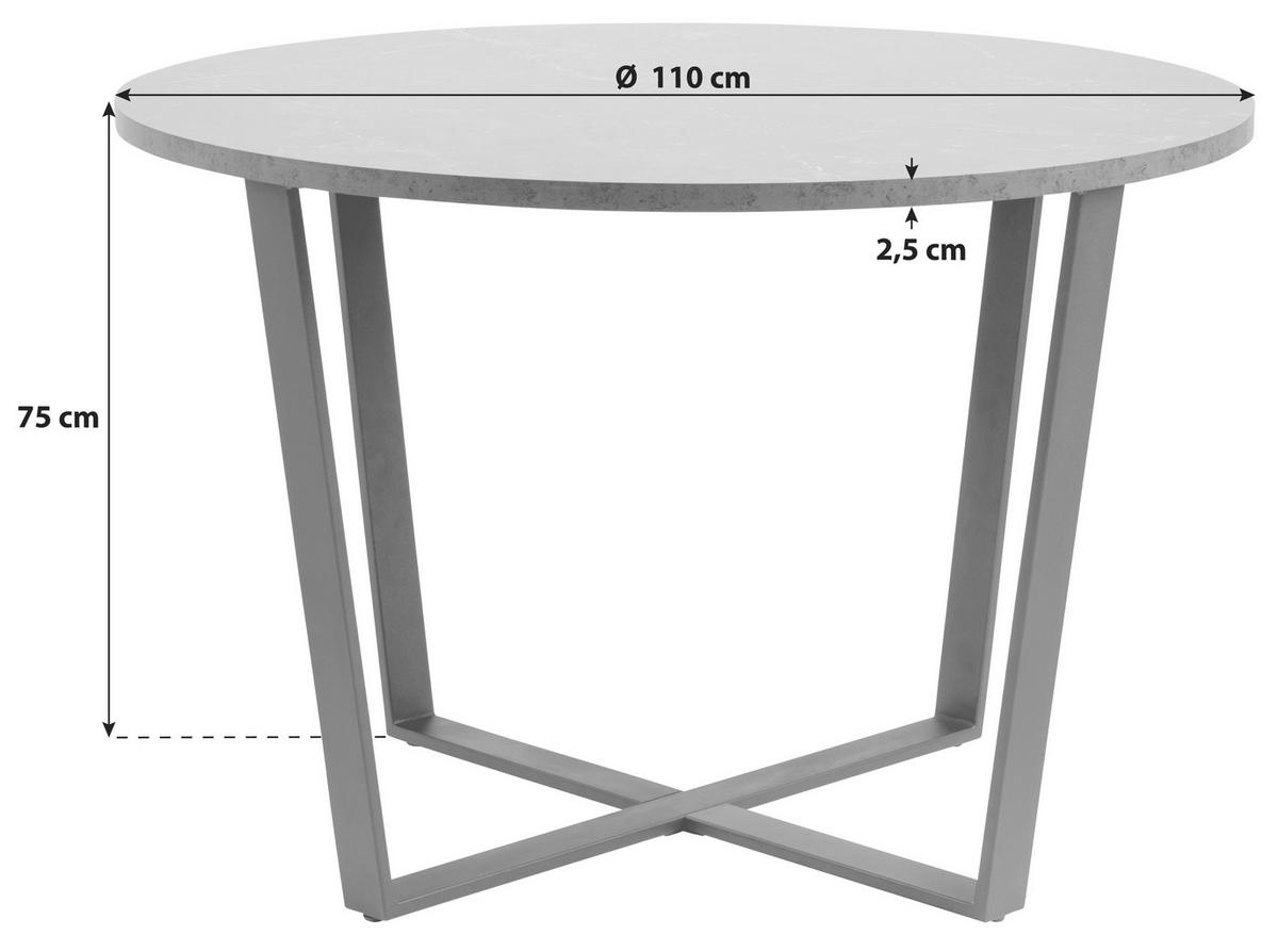 JEDÁLENSKÝ STÔL, čierna, 110/110/75 cm - čierna, Design, kov/kompozitné drevo (110/110/75cm) - Carryhome
