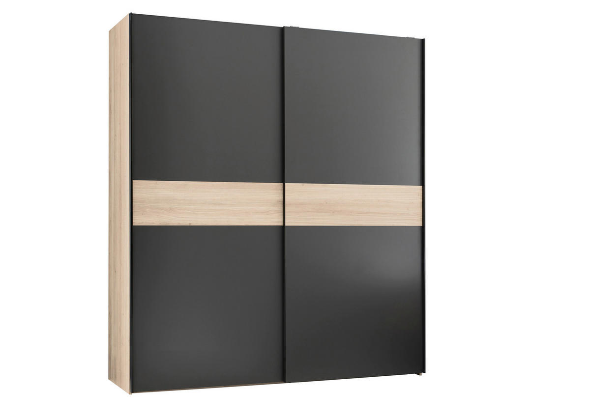 ORMAR - VISEĆA KLIZNA VRATA grafitno siva, boja hrasta  170/195/57,5 cm  - boja hrasta/crna, Lajfstajl, metal/pločasti materijal (170/195/57,5cm) - Hom`in