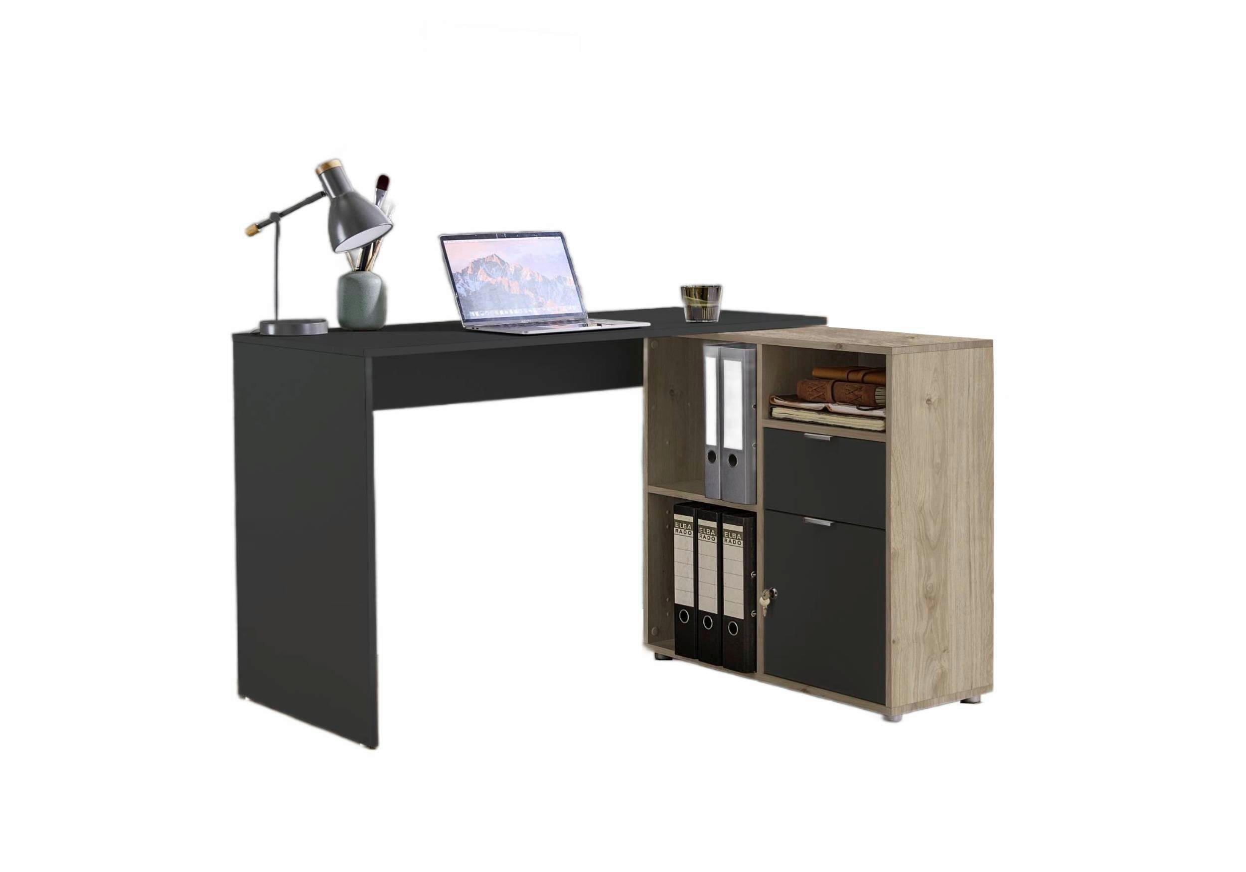 MID.YOU PSACÍ STŮL S ÚLOŽNÝM PROSTOREM, antracitová, barvy dubu, 110/85/74 cm