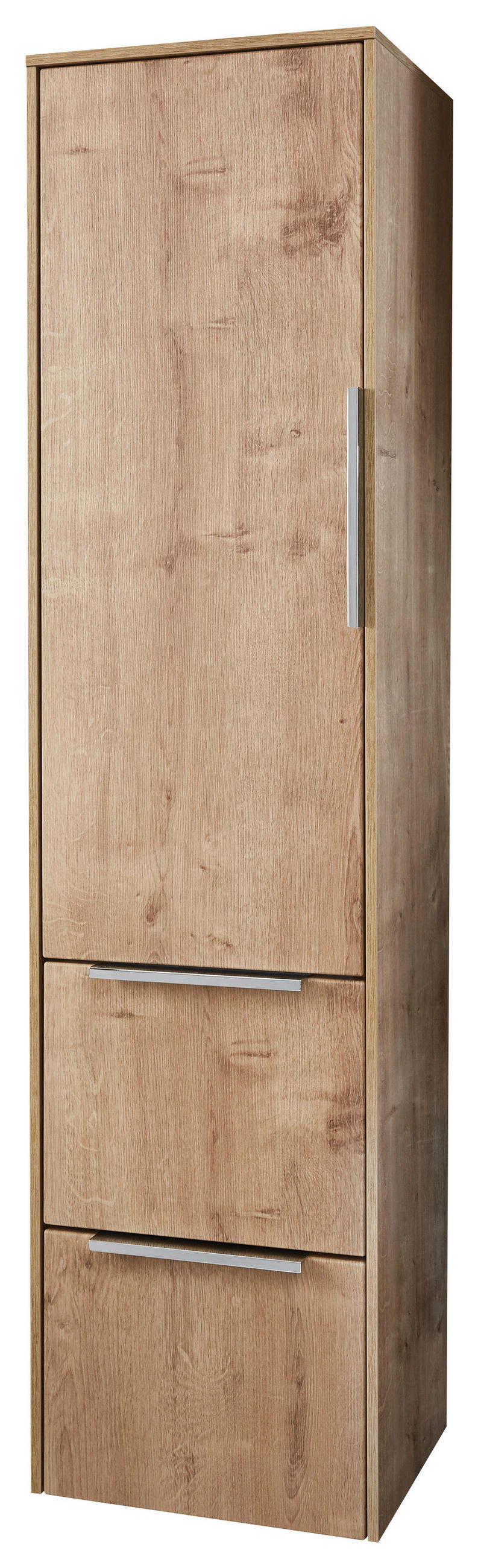 MIDISCHRANK 32,2/129/32,5 cm  - Chromfarben/Eichefarben, KONVENTIONELL, Glas/Holzwerkstoff (32,2/129/32,5cm) - Novel