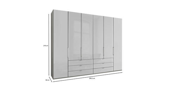 DREHTÜRENSCHRANK  in Grau, Weiß  - Chromfarben/Weiß, KONVENTIONELL, Glas/Holzwerkstoff (300/216/58cm) - Dieter Knoll