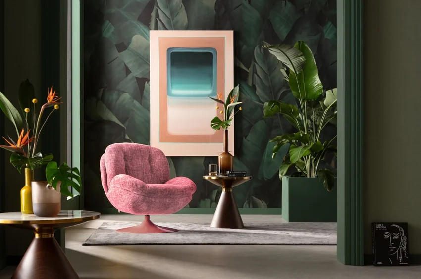 Thumbnail - Kare-Design Sessel, Rosa, Hellrosa, Metall, Textil, 84x86x89 cm, Sitzfläche 360° drehbar, Wohnzimmer, Sessel, Sonstige S...