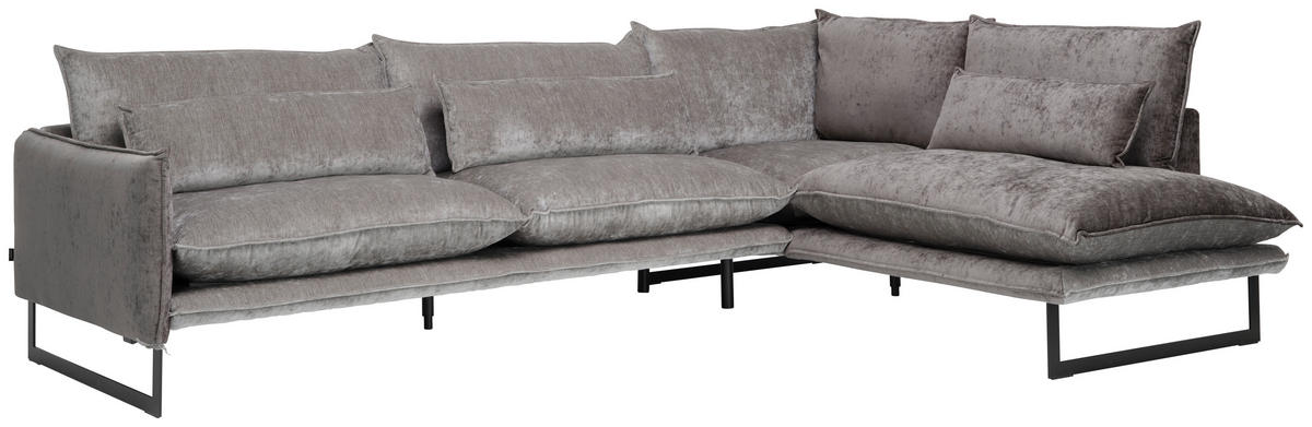 ECKSOFA in Flachgewebe Taupe  - Taupe/Schwarz, Design, Textil/Metall (310/210cm) - Livetastic