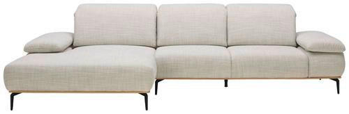 ECKSOFA in Flachgewebe Hellgrau - Hellgrau/Schwarz, Natur, Holz/Textil (195/322cm) - Chilliano