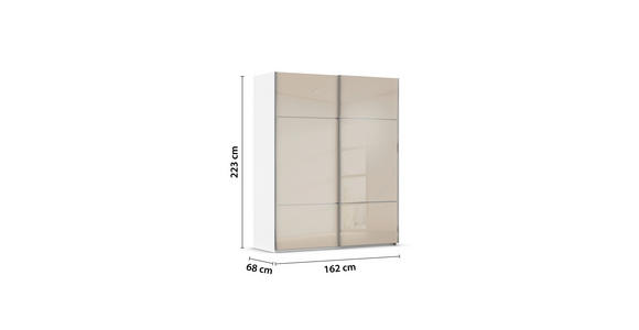 SCHWEBETÜRENSCHRANK 162/223/68 cm 2-türig Weiß, Champagner - Chromfarben/Champagner, KONVENTIONELL, Glas/Holzwerkstoff (162/223/68cm) - Novel