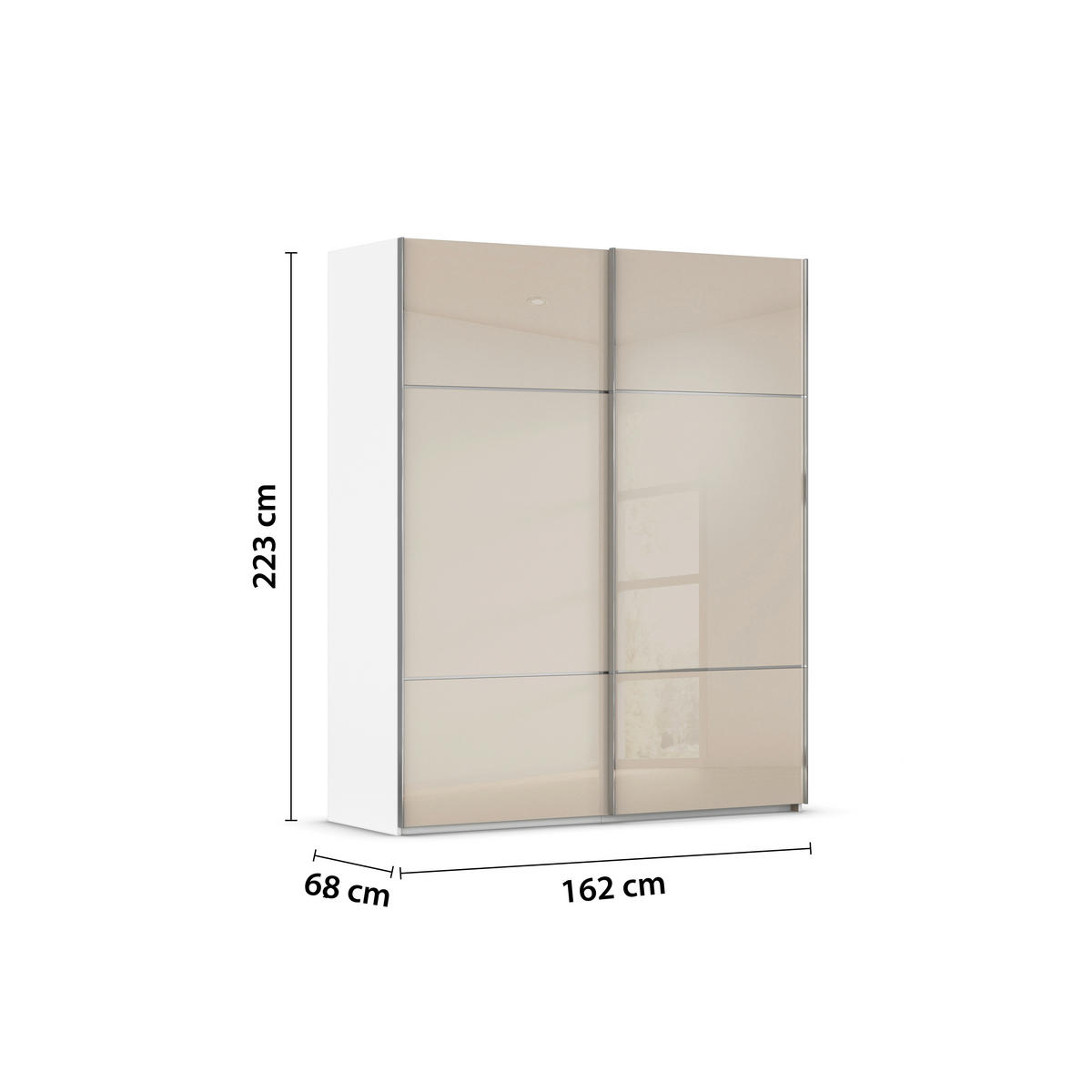 SCHWEBETÜRENSCHRANK in Weiss, Champagner  - Chromfarben/Weiss, Konventionell, Glas/Holzwerkstoff (162/223/68cm) - Novel