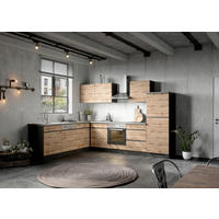 ECKKÜCHE 300/240 cm  in Graphitfarben, Eiche Wotan  - Eiche Wotan/Graphitfarben, Design, Holzwerkstoff (300/240cm) - Held