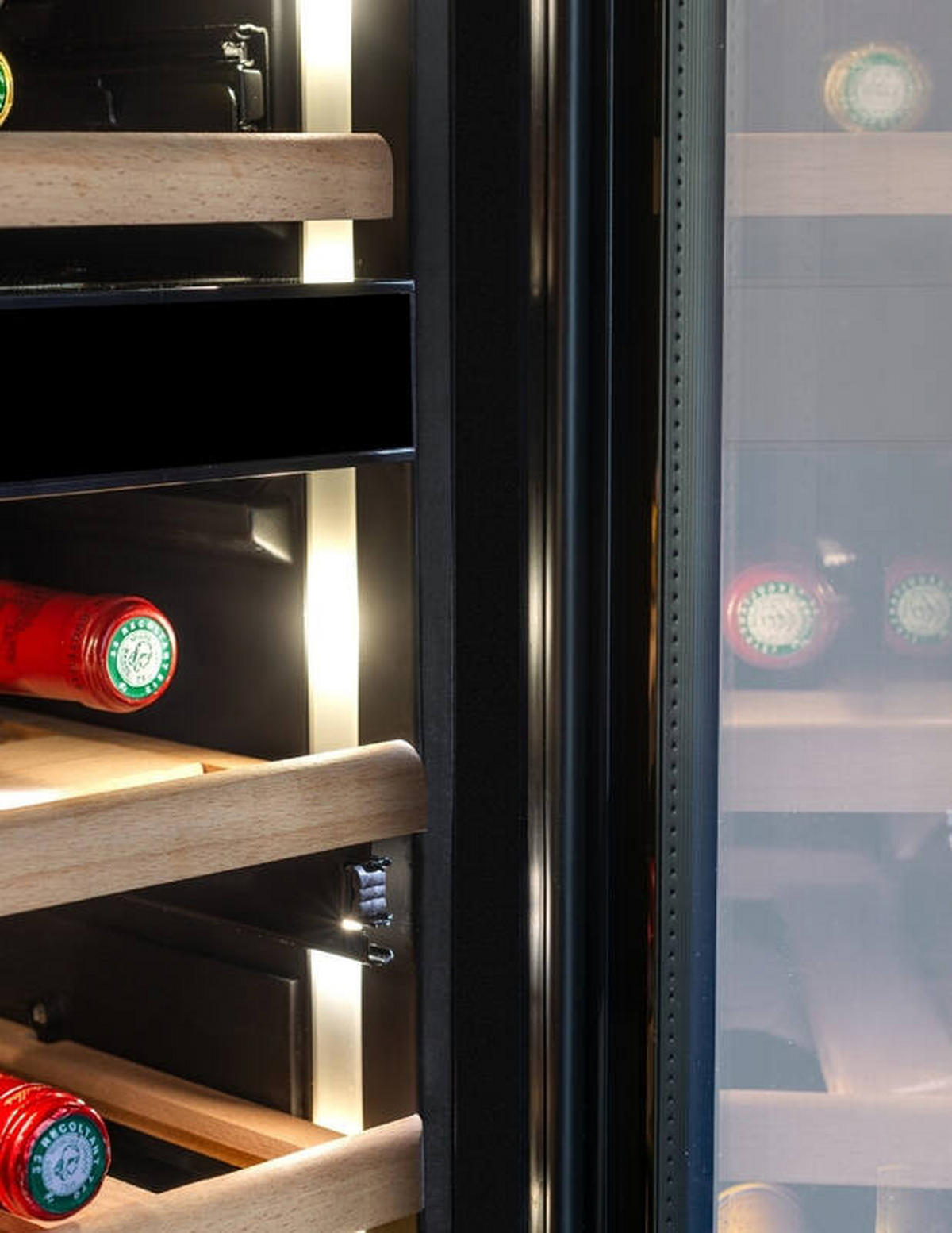 WEINKÜHLSCHRANK AVI45PLATINUM  - Schwarz, Basics, Glas/Holz (59,0/45,5/56,5cm)