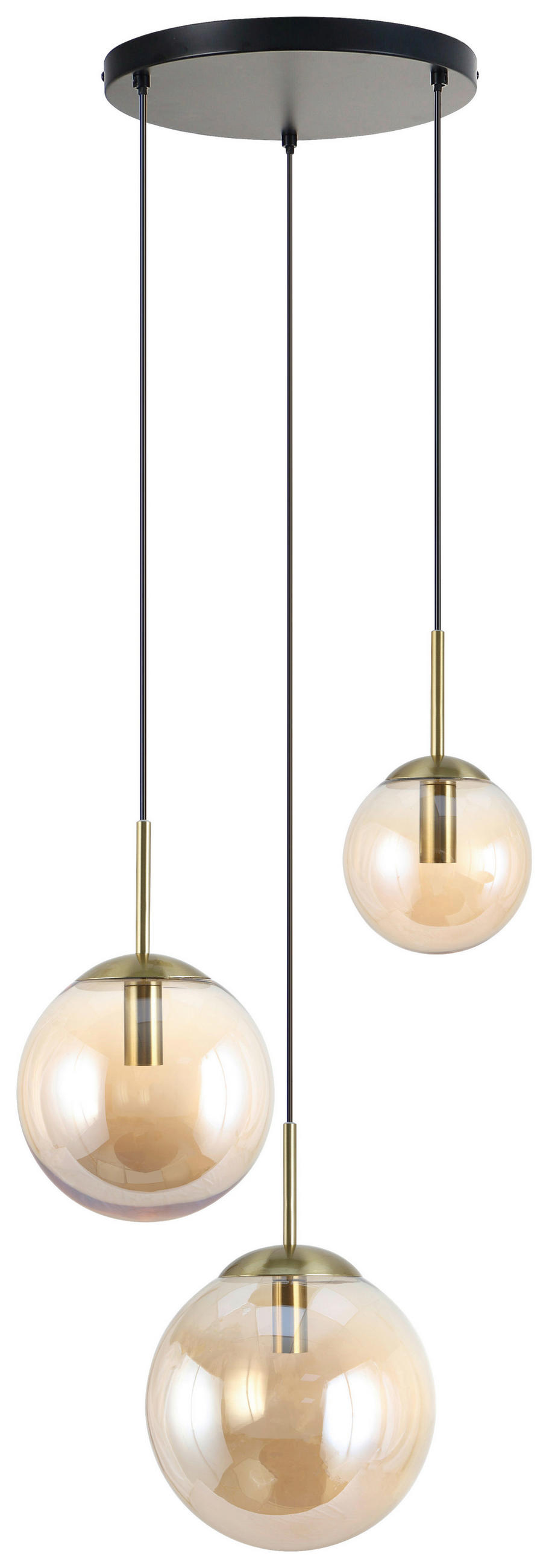 HÄNGELEUCHTE 46/40/120 cm    - Goldfarben/Bernsteinfarben, Trend, Glas/Metall (46/40/120cm) - Novel