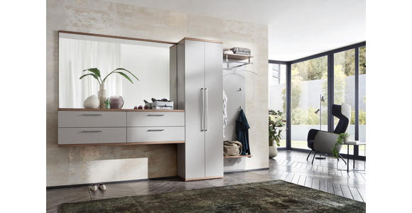 GARDEROBE 4-teilig in 281/201/35 cm - Nussbaumfarben/Grau, Design, Glas/Holz (281/201/35cm) - Moderano