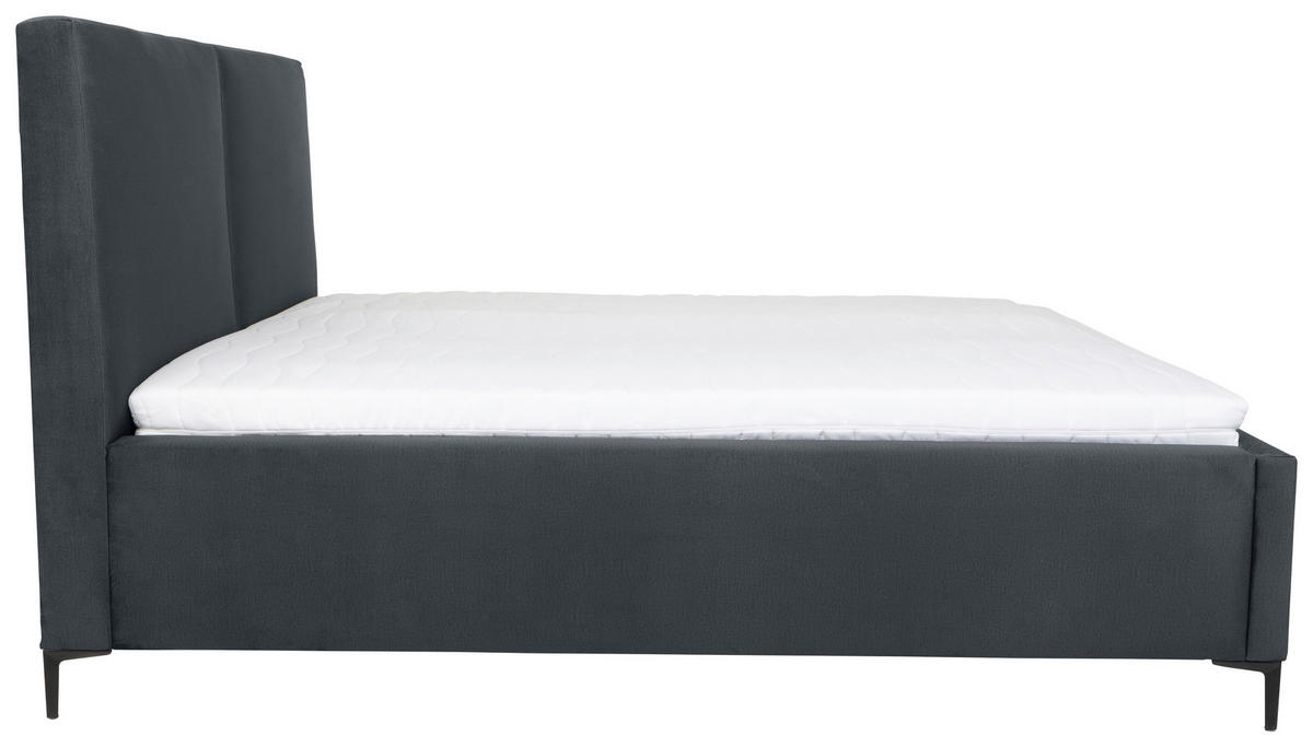 KÁRPITOZOTT ÁGY 140/200 cm  sötétszürke  - fekete/geszt bükk, Modern, textil/fa (140/200cm) - MID.YOU