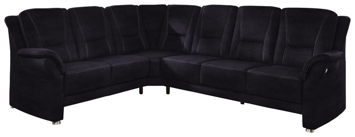 ECKSOFA  in Mikrofaser Schwarz  223/275 cm  - Beige/Alufarben, KONVENTIONELL, Textil/Metall (223/275cm) - Beldomo Comfort