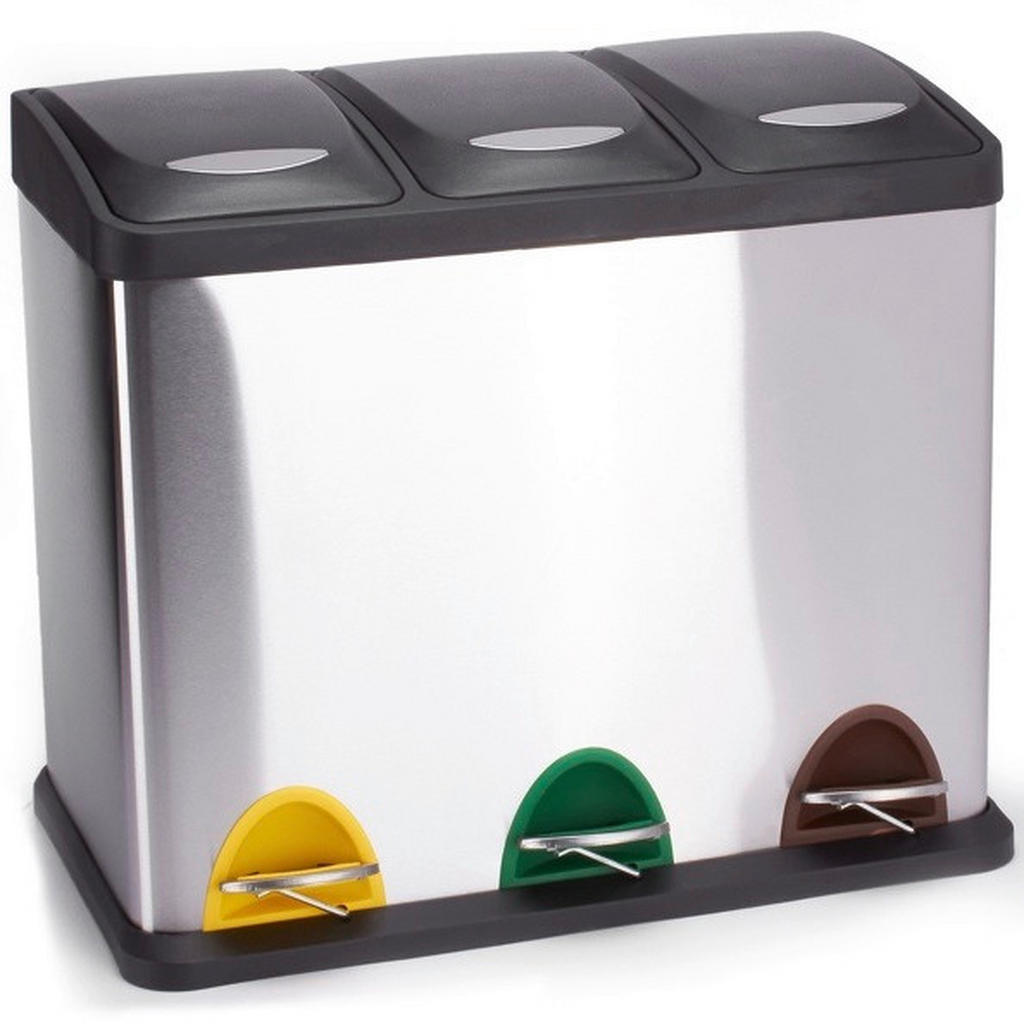 Treteimer 24l Silberfarben Metall LxBxH: 46x26,5x39,5 cm