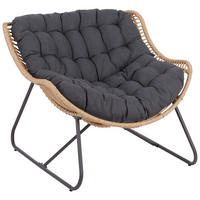 GARTENSTUHL Metall, Kunststoff, Textil Anthrazit, Dunkelgrau, Hellbraun  - Hellbraun/Dunkelgrau, Konventionell, Kunststoff/Textil (97/83,5/110,5cm) - Ambia Garden