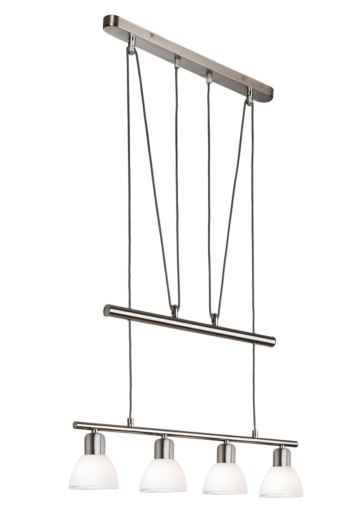 LED-HÄNGELEUCHTE 70/150 cm  - Weiß/Nickelfarben, Basics, Glas/Metall (70/150cm) - Globo