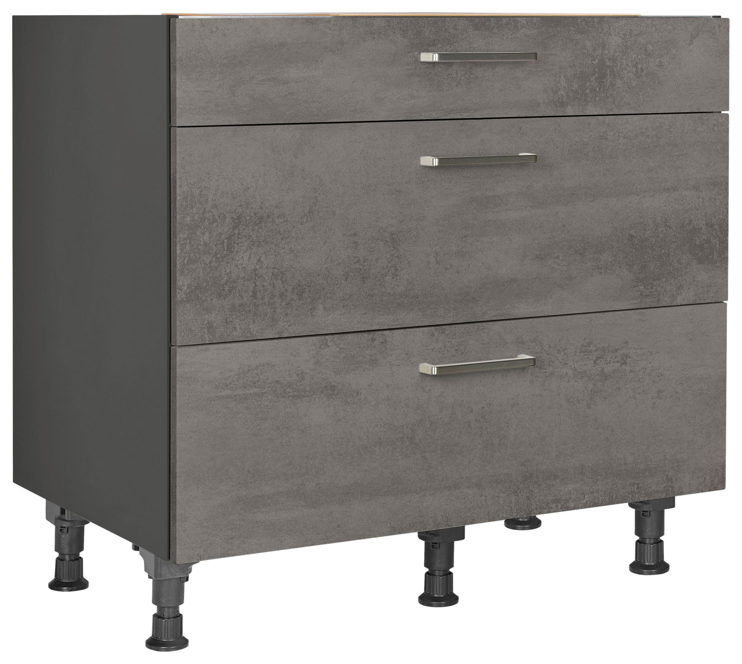 KOCHFELDUMBAUSCHRANK 90/87/56 cm  in Schieferfarben  - Schieferfarben/Edelstahlfarben, MODERN, Holzwerkstoff/Metall (90/87/56cm) - Nobilia