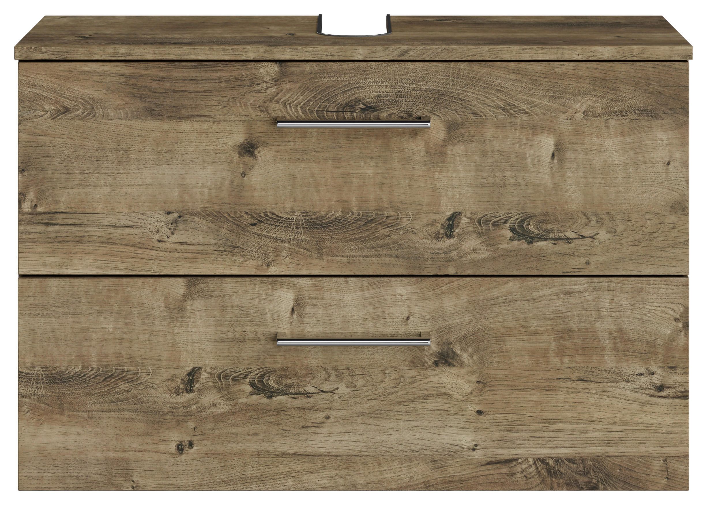 WASCHBECKENUNTERSCHRANK 75/49,8/33,3 cm  - Eiche dunkel/Chromfarben, KONVENTIONELL, Holzwerkstoff/Metall (75/49,8/33,3cm) - Sadena
