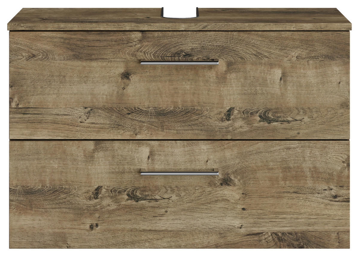 WASCHBECKENUNTERSCHRANK 75/49,8/33,3 cm  - Eiche dunkel/Chromfarben, KONVENTIONELL, Holzwerkstoff/Metall (75/49,8/33,3cm) - Sadena