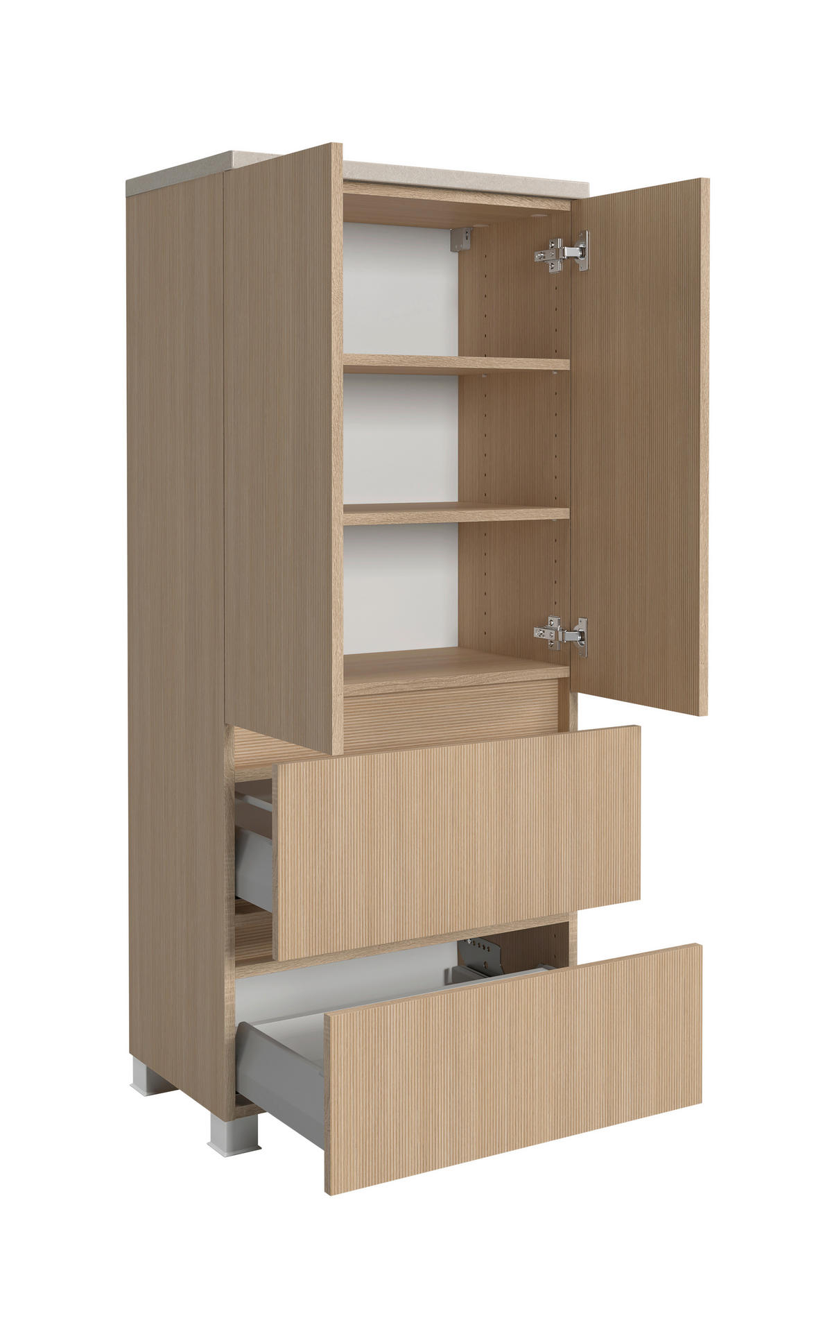 MIDISCHRANK 60/131/35 cm  - Sandfarben/Eichefarben, KONVENTIONELL, Holzwerkstoff/Kunststoff (60/131/35cm) - Xora