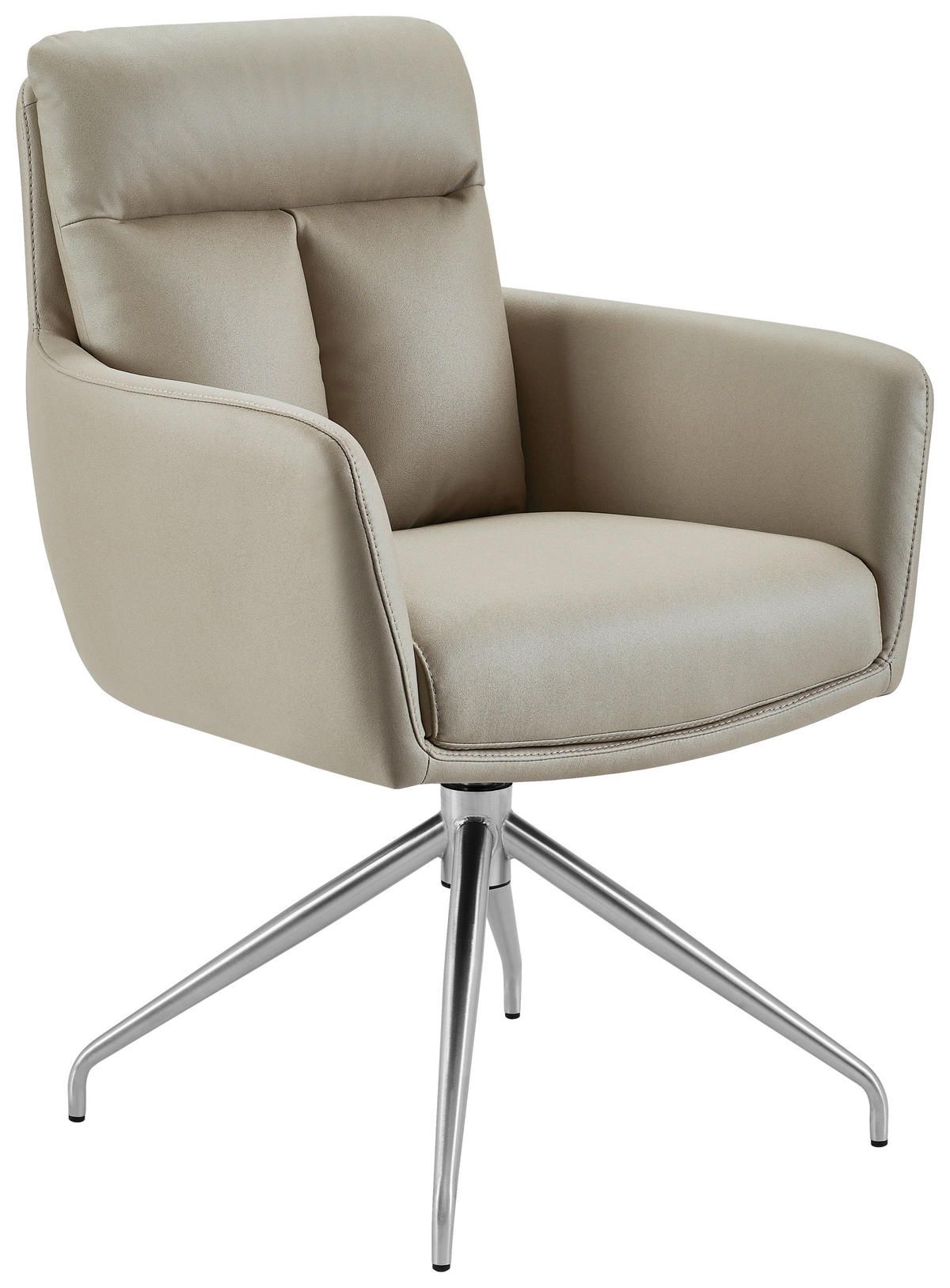 ARMLEHNSTUHL  Sitzfläche 360° drehbar  Mikrofaser  - Taupe/Edelstahlfarben, Design, Textil/Metall (62/89,5/65cm) - Novel